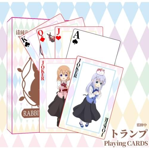 Anime Is the order a rabbit? Kafuu Chino Fashion Paper Poker Cosplay Cartoon Desk Playing Cards Board Creative Toys Xmas Gifts