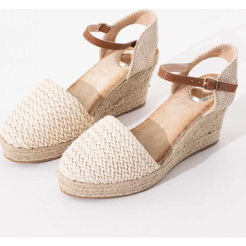 Hemera Studios espadrille flat platform sandals women 2021 summer with strap back Multicolor