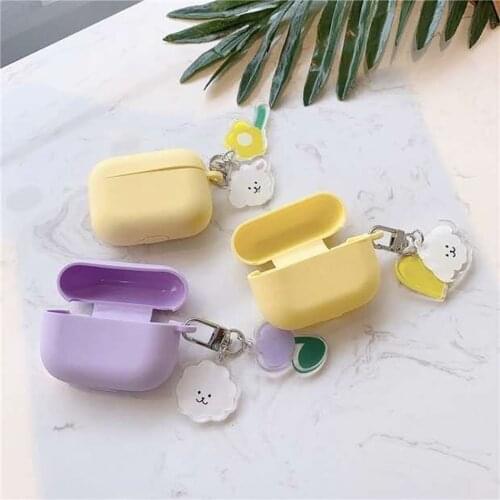 Fundas for AirPods Pro Case Cute Bear Flower Keychain cartoon Pendant Silicone Earphone Cover for AirPods Pro 3 Cover