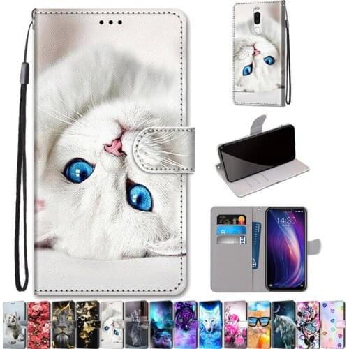 Case For Meizu X8 Flip Case Leather Anime Cat Cute Print Wallet Cover For Meizu X8 X 8 Phone Cover Bag Book Capa With Hand Strap