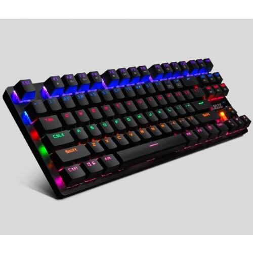 Black Jazz Metal Panel 87 Key USB Wired Backlit Mechanical Gaming Keyboard Macro Programming Full Antighost Keys