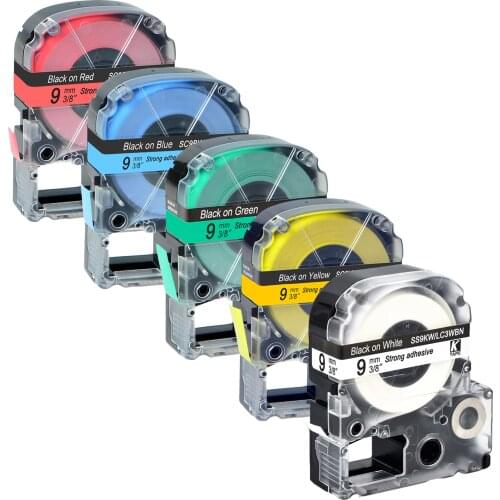 CIDY 5pcswholesale 9MM SS9KW SC9GW SC9YW SC9BW SC9RW adhesive tape for kingjim/epson LW-300 LW-400 with factory price