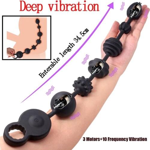 3 Motor Strong Dildo Vibrator Long Anal Beads Butt Plug Male Prostate Massage Deep Anus Exercise Sex Toys For Women Masturbation