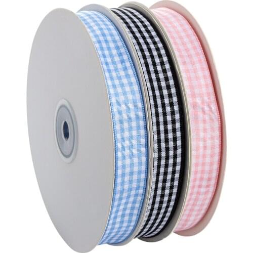 1.5cm Plaid Ribbons Handmade Bow Gift Wrapping Polyester Ribbon DIY Wedding Birthday Party Hair Decoration Craft Accessories