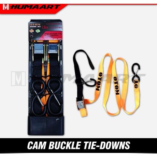 HUMAART Cam Buckle Tie Down Strap Pull Belt for Motorcycle Bicycle ATV Quad Cargo Transport Lifting Ramp Towing Move Drag, 1.8m