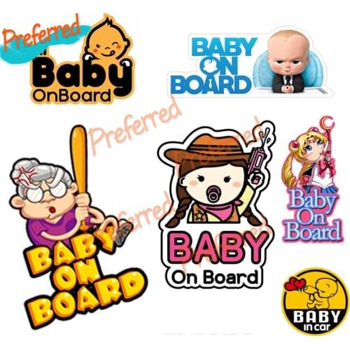 Interesting Decals Exterior Accessories Funny Car Stickers Baby on Board Cartoon Anime Decal Baby In Car Styling Decoration
