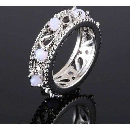 Classic Luxury Female White Bridal Wedding Ring Fashion Silver Plated Jewelry Promise Engagement Rings for Women Best Gift