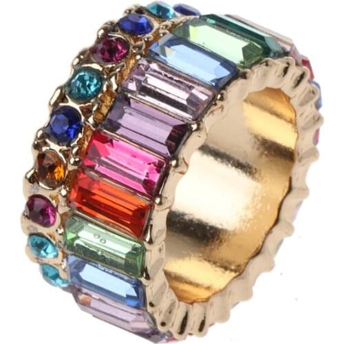 Cubic Zirconia Ring Rainbow Crystals Baguette Band Ring Stackable Eternity Bands