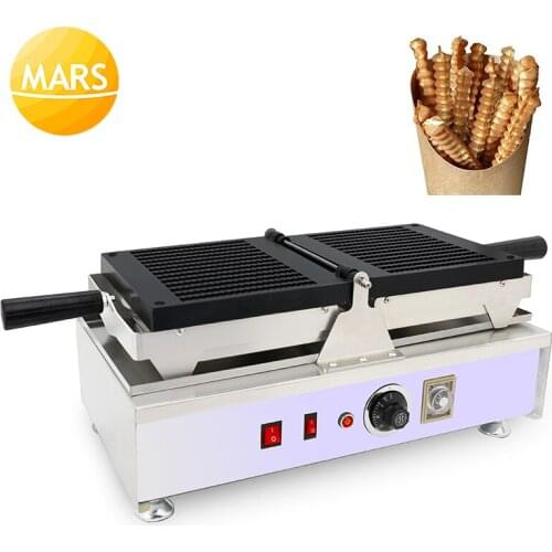 Commercial Waffel Pommes Maker Long Stick Twist Shape Waffle Machine Street Food Snack French Fries Shaped Waffle Baker Iron Pan