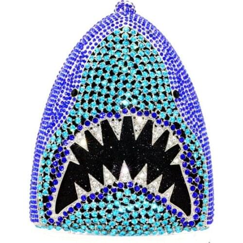 Pattern Shape 3D Shark Crystal Wallet Evening Bags Clutches Womens Wedding Party Diamond Minaudiere Handbags Jewelry Purses