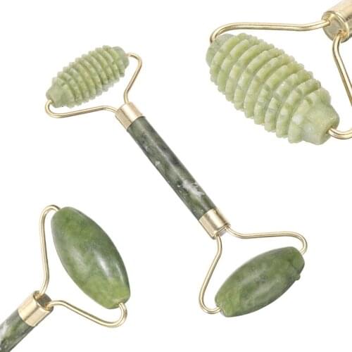 Facial Slimming Beauty Natural Jade Stone Roller Face Neck Body Massage Tool For Eyes Forehead Neck Massaging