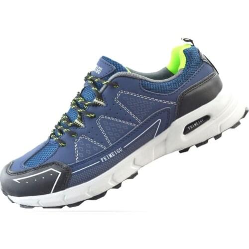 FEIMEIGU Men Elastic Sneakers Non Slip Trainers Running Jogging Walking Hiking Outdoor Athletic Workout Durable Shoes Blue Style