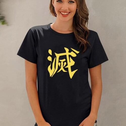 2021 Hot Kimetsu No Yaiba Cartoon T Shirt Women Fashion Demon Slayer Corps Logo Tee Japanese Manga Hip-hop Style Clothes Female