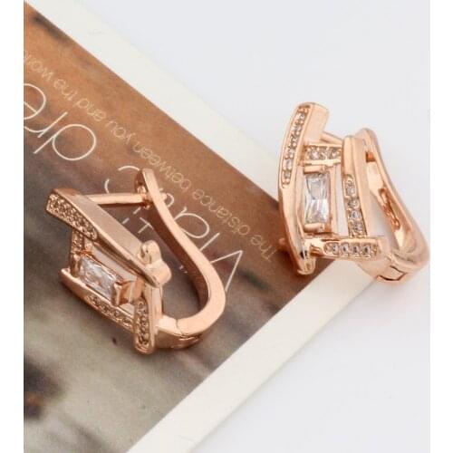 Fashion earrings 2020 With square Cubic Zircon Drop Earrings Gold earrings 585 Womens earrings Dangling earrings wholesale