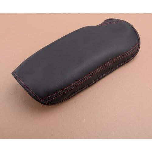 New Car Center Console Armrest Lid Cover Trim Fit for BMW F30 2014 2015 2016 2017 2018 Black with Red Stitching Leather