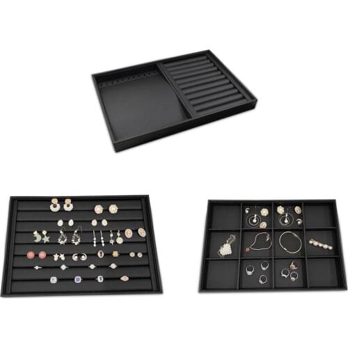 PU Leather Ring Necklace Organizer Box Storage Case Display Tray Holder Jewelry for Jewelry Fashion Wearing Supplies