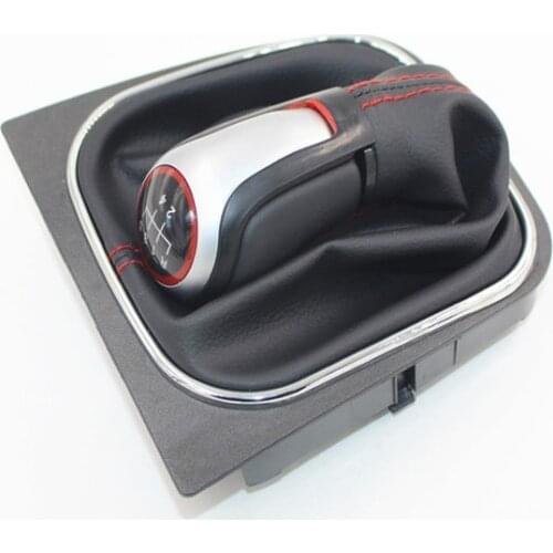 For VW Volkswagen Golf 6 MK5 MK6 5 speed 6 Speed Plastic Shift Knob with Leather Gaitor boot Car Stick CNWAGNER