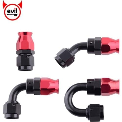Evil energy 4 AN Aluminum 0/45/90/180 Degree Swivel PTFE Hose End For PTFE Oil Fuel Line E85 AN4 Hose End Adapter