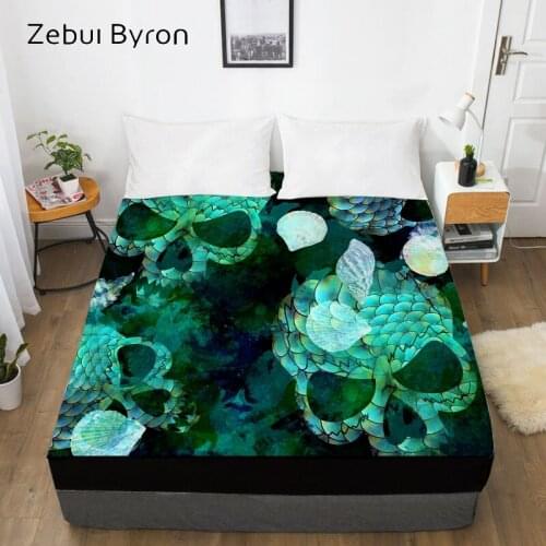 3D Custom Bed Sheets With Elastic,Fitted Sheet Queen/King,marine skulls Mattress Cover 135/150/160x200 bedsheet,drop ship