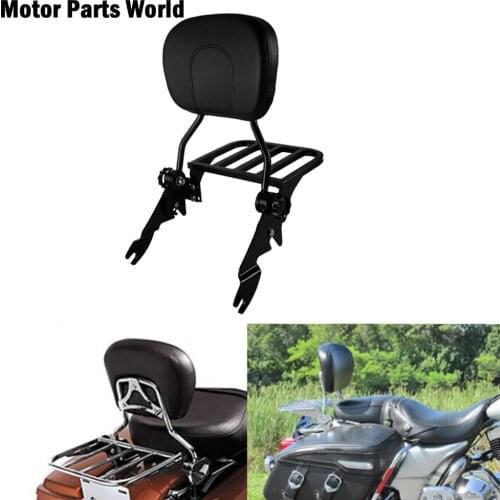 Motorcycle Adjustable Sissy Bar Luggage Rack Passenger Backrest For Harley Touring Street Glide Road Glide FLHT FLHR 2014-2019