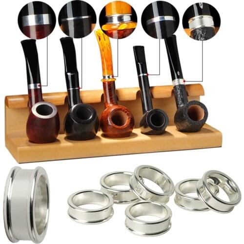 MUXIANG 10 Pc/lot silvery plated Copper ring DIY Pipe making tools protecting Smoking Tobacco Pipe Decoration Hoop jh0023