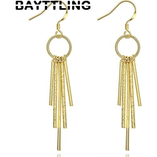 BAYTTLING 57MM Gold/Silver 5 Pillar Drop Earring For Woman Fashion Glamour Wedding Party Jewelry Birthday Gift