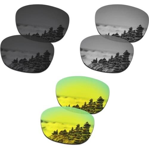 SmartVLT 3 Pairs Polarized Sunglasses Replacement Lenses for Oakley Drop In Stealth Black and Silver Titanium and 24K Gold