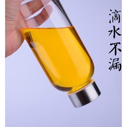 280-550ml Sport Style Glass Water Bottle Portable Bicycle Tour Solid Transparent Office Bottle, glass water bottle with rope