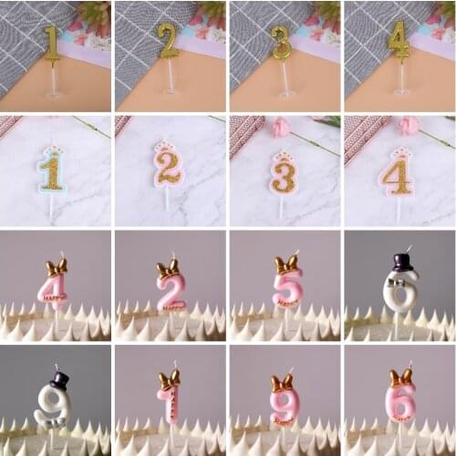 Bow-Knot 0-9 Height Number Candle Party Cake Decoration Anniversary Valentines Day Romantic Pink Number 520 Candles Supplies