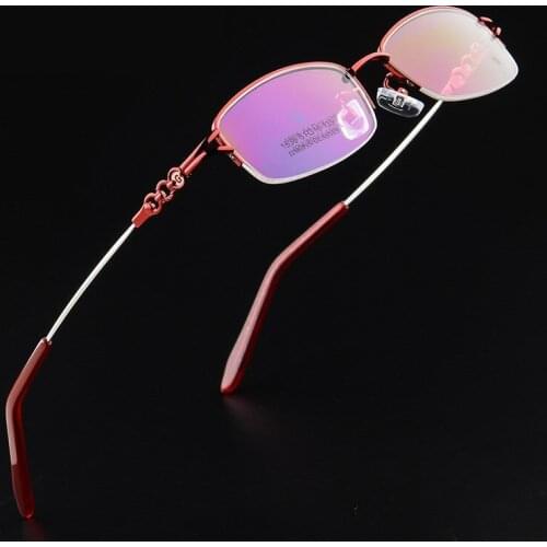 Ultralight Glasses Frame Women Titanium Alloy Myopia Prescription Eyeglass Classic Full Metal Square Red Pink Eyewear Oculo Rx