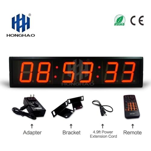 Fedex Free Shipping 4" 6Digits Led electronic home clock kitchen wall decor remote control stopwatch