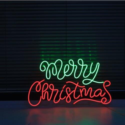 LED Neon Light Letter Merry Chrismas Sign Art Decorative for Holiday Wedding Party Bar Shop Bedroom Room Window Open Words Decor