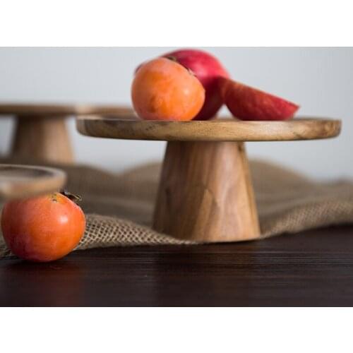 Japanese INS household solid wood fruit snacks sushi trestle cake plate on wooden tray