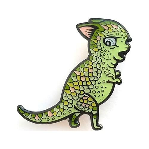 Derpy Dinokitty enamel pin badge
