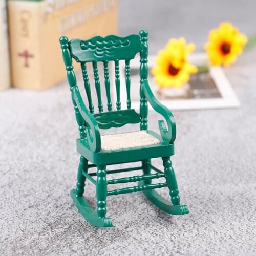 1PC Dollhouse Miniature Mini Rocking Chair For Dollhouse Wooden Furniture Accessories Doll House Decoration Toy