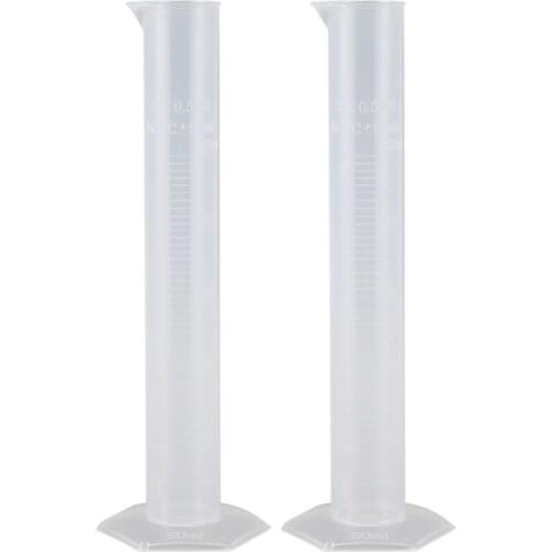 2pcs 50ml Transparent Plastic Graduated Cylinder Lab Measuring Cup