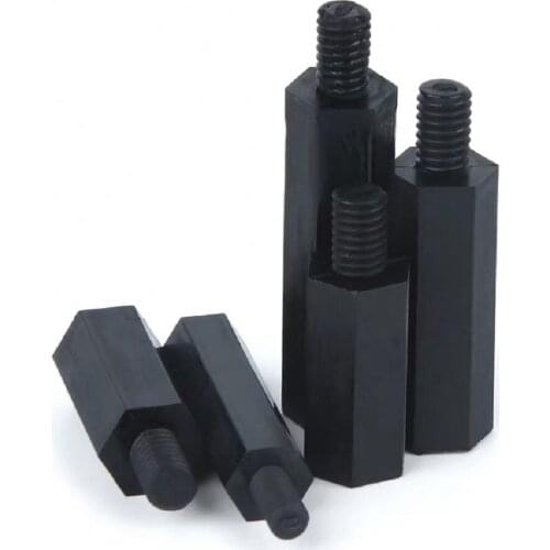 50PCS nylon spacer M3 M4*L+6 Male to Female Black Nylon Standoff spacer