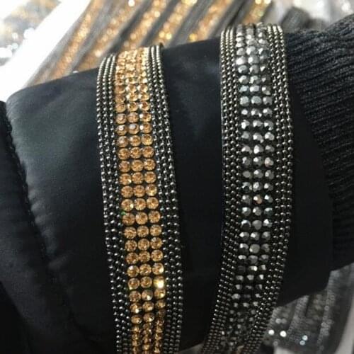 5yds Beaded Chain Lace Trim Rhinestones Applique Sewing On Wedding Dresses Belt Crystal Decoration DIY Bridal Clothing Accessory
