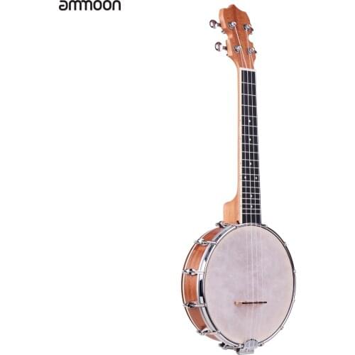 Ammoon Concert 23 Inch Open-back Banjo Uke 4 String Banjolele Maple Body Okoume Neck with Tuning Wrench Bridge Positioning Ruler