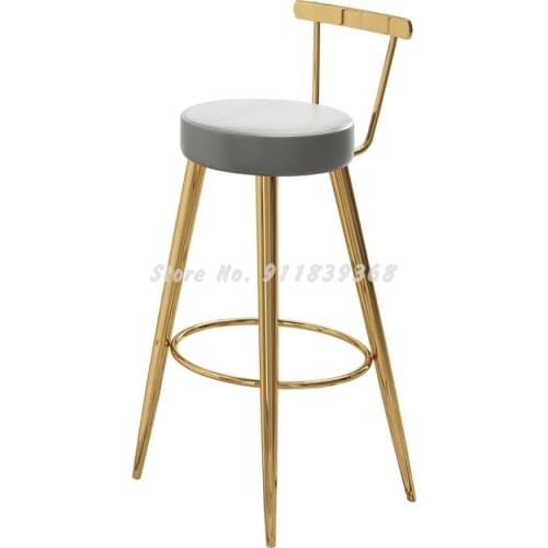 Bar Chair Light Luxury Household Stainless Steel Island Chair Bar Stool Modern Simple High Stool Bar Chair Back Bar Stool
