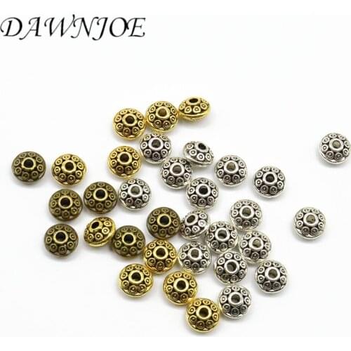 100pcs Vintage Alloy Flat beads 6*4mm UFO Beads Connector Spacers Beads DIY Making Necklace Bracelet Jewelry supplies Finding