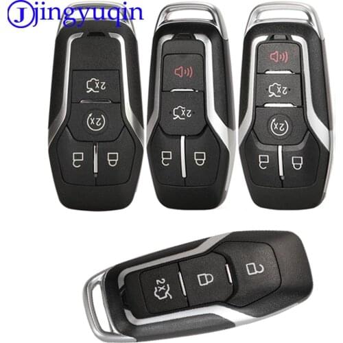 Jingyuqin Key Case For Ford Mnodeo 2.0T Kuga Mustang 2015 Edge Car Key Styling 3/4/5 Button Silver Tape Replace Key Shell Fob