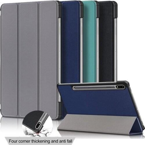 Cover For Samsung Galaxy Tab S7 Lite 12.4" 2021 S7 FE SM-T730 T736 Tablet Case Trifold Stand Leather Protective Shell Cover+ Pen