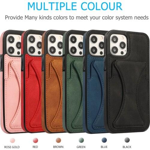 For iphone 7 8G plus X XS max 11pro 12max mini phone case PU leather Solid Color Kickstand Card Slot Holder