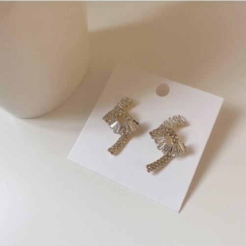 Statement Glitter Cubic Zircon Huggie Knotted Dangle Earrings for Women Textured Hollow Out Irregular Geometric earrings Jewelry