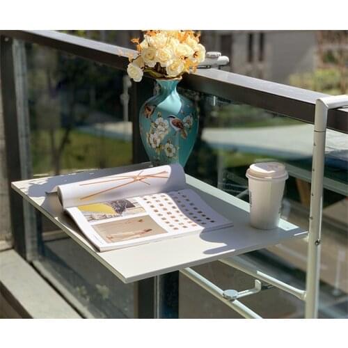 HIR1371 Small Mini European Modern Simple Garden Balcony Railing Metal Carbon Steel Wall Mounted Folding Hanging Learning Table