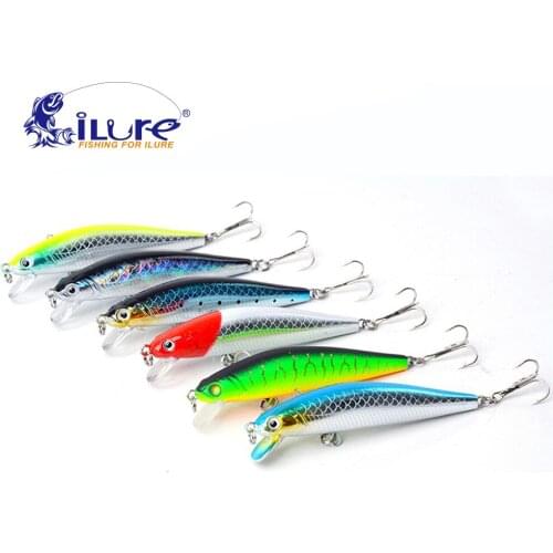 ILure 6pcs/lot Fishing Lure Set Minnow 70mm/6g 0.5-1Mt 3D Eyes Hard Lure Artificia Bait