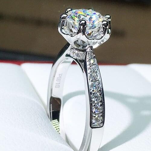 10K Au417 White Gold Women Wedding Party Engagement Ring 1 2 3 4 5 Carat Round Moissanite Diamond Ring Flower Trendy Elegant
