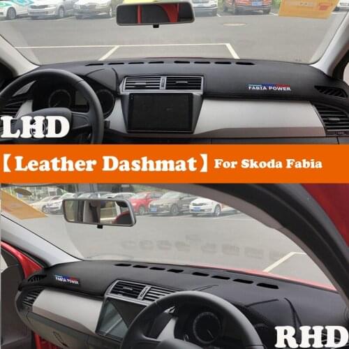 Leather Dashmat Accessories Car-Styling Dashboard Covers Pad Dash Mat Sunshade Carpet For Skoda Fabia 3 NJ 2015 2016-2020 MK3