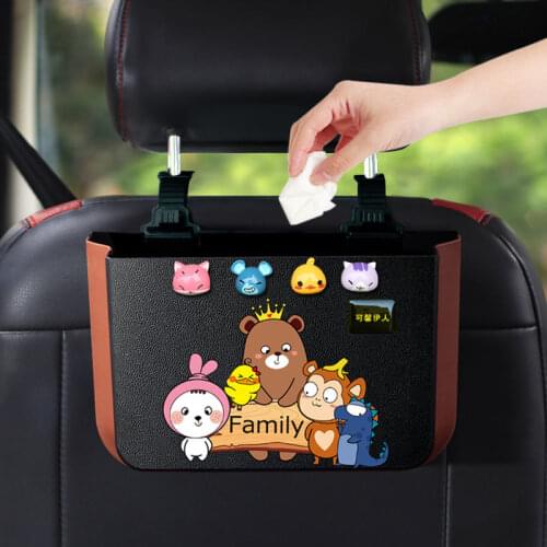 Creative Car Trash Can Foldable Car Supplies Storage Bag Hanging Car Seat Rear Storage Multi-function
